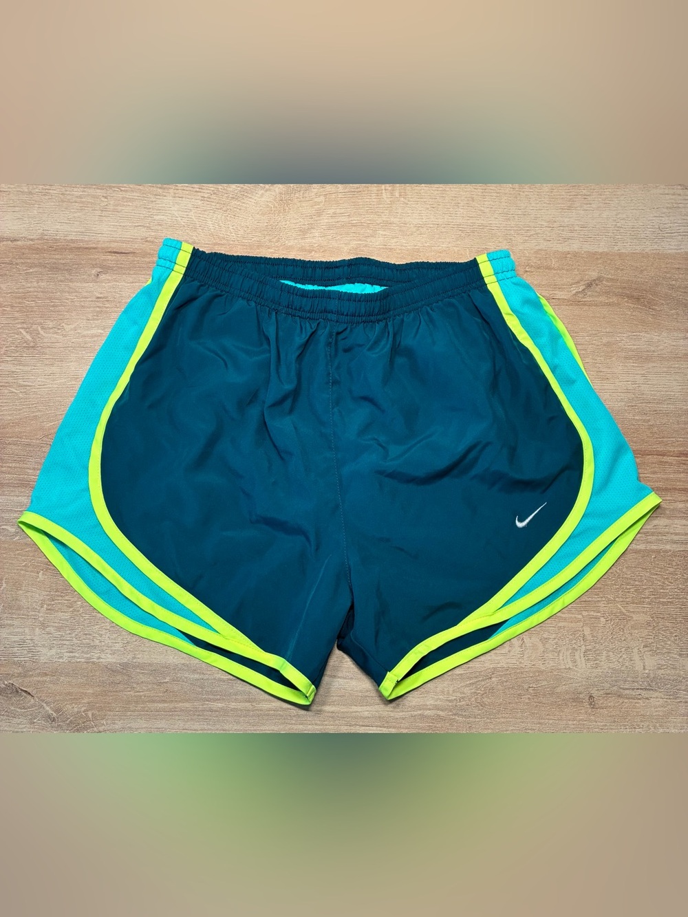 Nike Dri-Fit Women's Small Running Shorts Teal Blue/ Neon